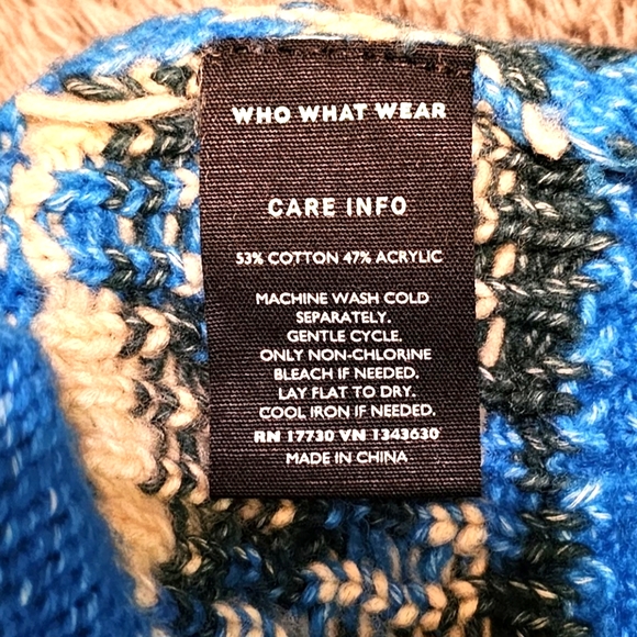 Who What Wear Womens Ski Fair Isle Blue Mock Turtleneck Sweater - Picture 4 of 4